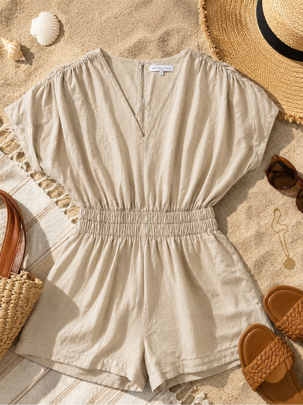 ENDLESS LOVE Casual V-Neck Romper Khaki Sz XS ( R1)